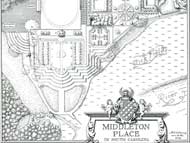 A plan of Middleton Plantation and its elaborate gardens.