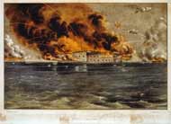 The bombardment of Fort Sumter 1861.