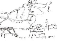 A portion of the 1796 plat of Woodstock Plantation.