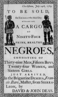 An 18th century advertisement for slaves.